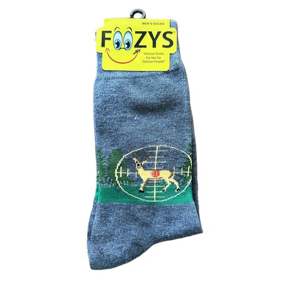 NWT Foozys Gray Deer Hunting Themed Socks Men One Size - Picture 1 of 4